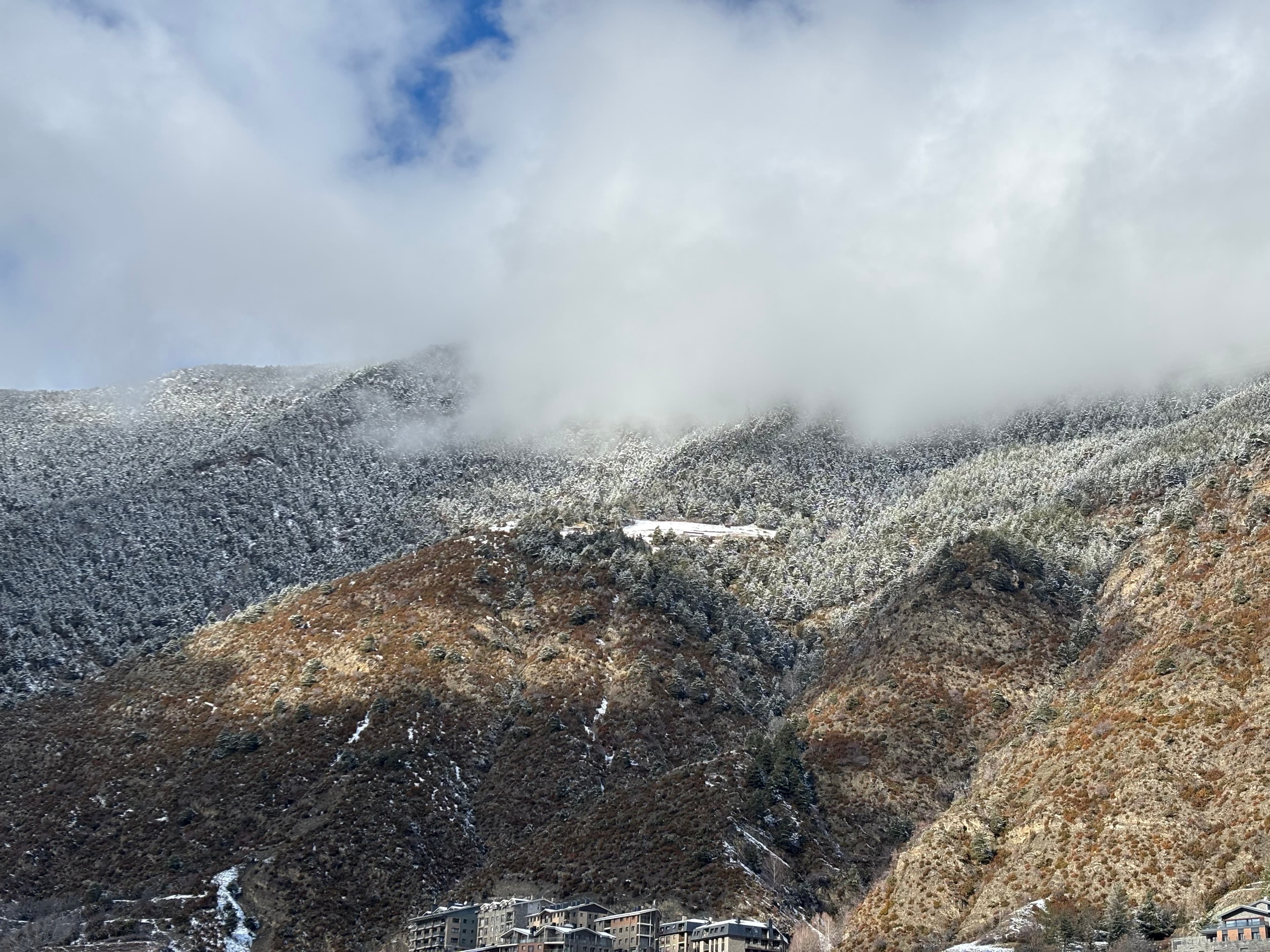 Paisage de montañas nevadas de Encamp Andorra
