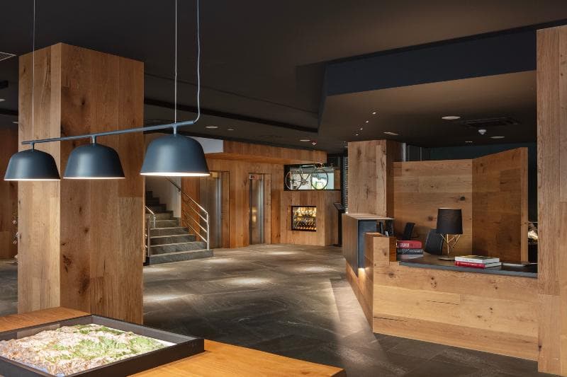 Acta Arthotel a Andorra la Vella per dins: recepció i vestíbul càlids.